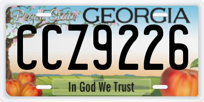 GA license plate CCZ9226
