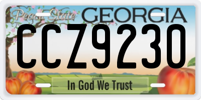GA license plate CCZ9230