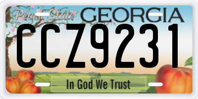 GA license plate CCZ9231