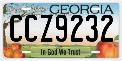 GA license plate CCZ9232