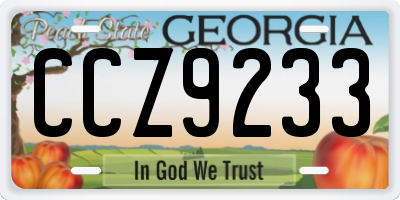 GA license plate CCZ9233