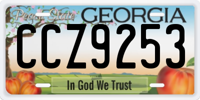 GA license plate CCZ9253
