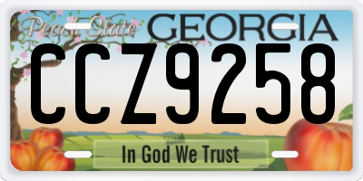 GA license plate CCZ9258