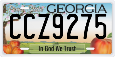 GA license plate CCZ9275