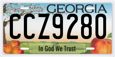 GA license plate CCZ9280