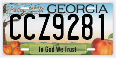 GA license plate CCZ9281
