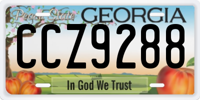 GA license plate CCZ9288