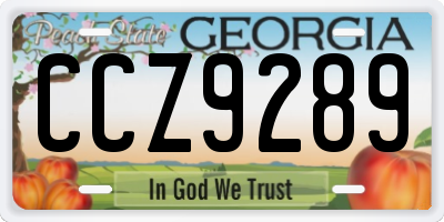 GA license plate CCZ9289
