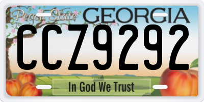 GA license plate CCZ9292