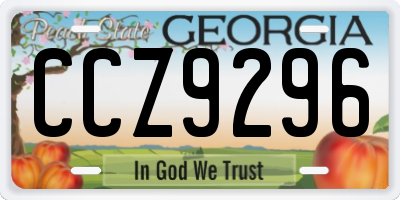 GA license plate CCZ9296