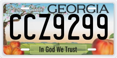 GA license plate CCZ9299