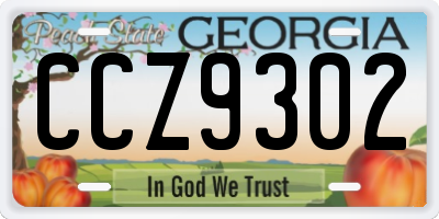GA license plate CCZ9302