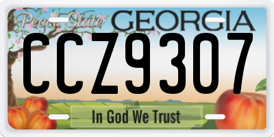 GA license plate CCZ9307