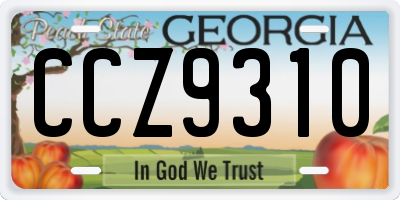 GA license plate CCZ9310