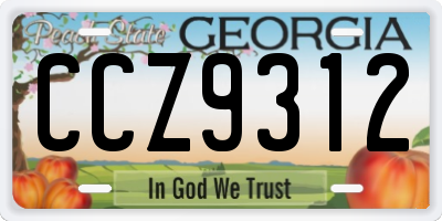 GA license plate CCZ9312