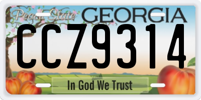 GA license plate CCZ9314