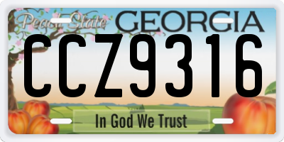GA license plate CCZ9316