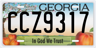 GA license plate CCZ9317