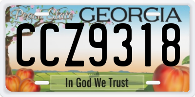 GA license plate CCZ9318