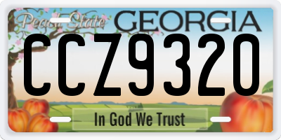GA license plate CCZ9320