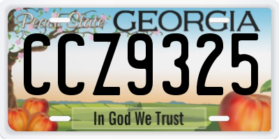 GA license plate CCZ9325