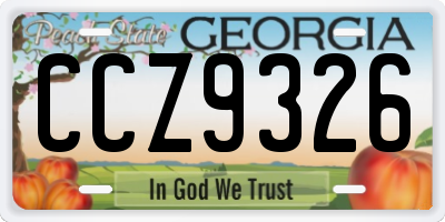 GA license plate CCZ9326