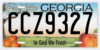 GA license plate CCZ9327