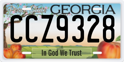 GA license plate CCZ9328