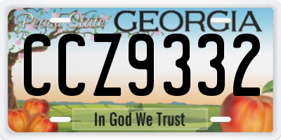 GA license plate CCZ9332