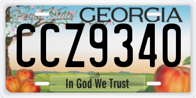 GA license plate CCZ9340