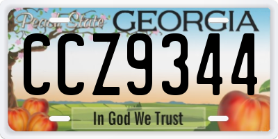 GA license plate CCZ9344