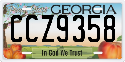 GA license plate CCZ9358
