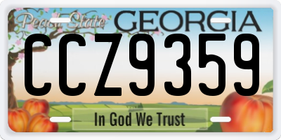 GA license plate CCZ9359