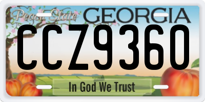 GA license plate CCZ9360
