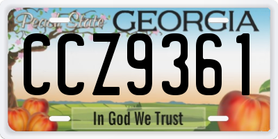 GA license plate CCZ9361