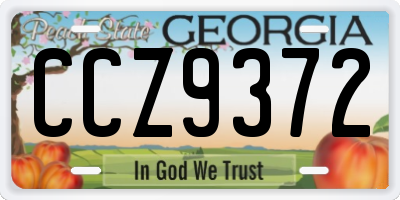 GA license plate CCZ9372