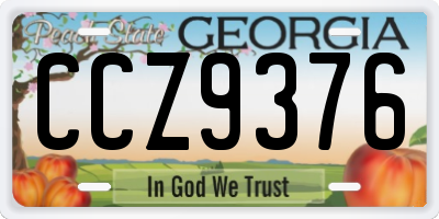 GA license plate CCZ9376