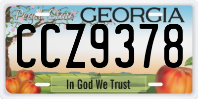 GA license plate CCZ9378