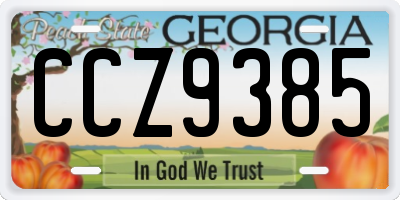 GA license plate CCZ9385