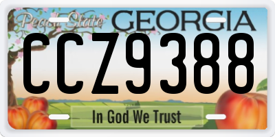 GA license plate CCZ9388