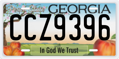 GA license plate CCZ9396
