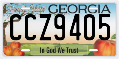 GA license plate CCZ9405