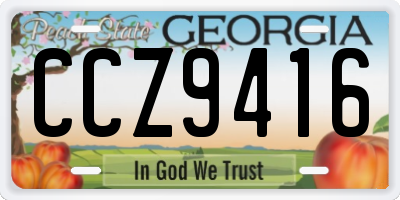 GA license plate CCZ9416
