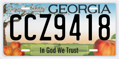 GA license plate CCZ9418
