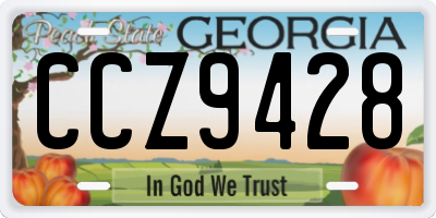 GA license plate CCZ9428