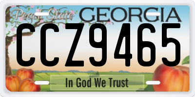 GA license plate CCZ9465