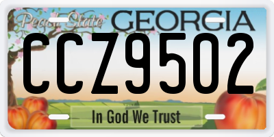 GA license plate CCZ9502