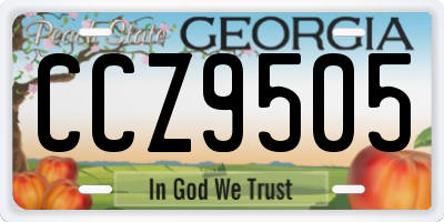 GA license plate CCZ9505