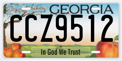GA license plate CCZ9512