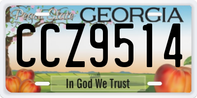 GA license plate CCZ9514